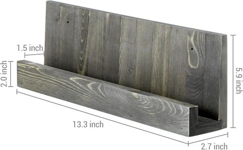 MyGift Wall Mounted Premium Natural Acacia Wood Vinyl Record Album Storage Racks, LP Record Holder Decorative Display Shelves, Set of 2 - Made in India in Saudi Arabia