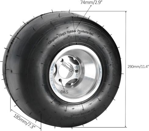 10x4.50-5 Go Kart Front Wheel Tire and Rim, Tubeless Slick 4 Ply, 5 Inch Aluminum Rim, 3 Stud 48mm Bolt, Black GoKart Wheel for ATV UTV Drift Trike Scooter (Pair Rear 11x7.10-5 Wheel Tire) in Kuwait