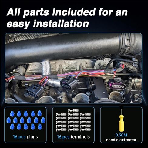 FUSCH 4 قطع طقم إصلاح موصل ملف الإشعال متوافق مع VW Passat Tiguan Beetle Golf Jetta & Audi A3 A4 A5 A6 Q7 TT R8، قابس السرج، استبدال 4B0973724، 4B0-973-724 in Kuwait