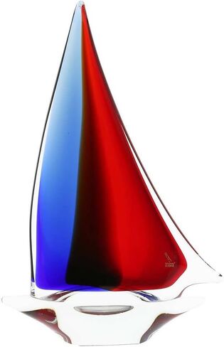 GlassOfVenice Murano Glass Large Sailboat - Red Blue Amber in Kuwait
