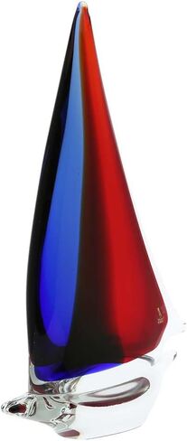 GlassOfVenice Murano Glass Large Sailboat - Red Blue Amber in Kuwait