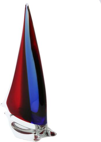 GlassOfVenice Murano Glass Large Sailboat - Red Blue Amber in Kuwait