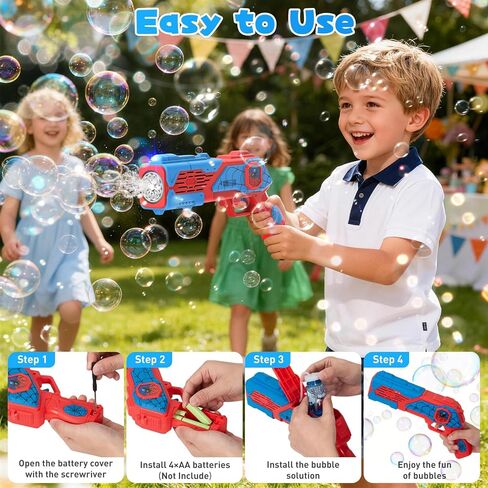 2PCS Bubble Gun for Kids, Spider Bubble Machine Gun with 4 Bubble Solution, Outdoors Toy, Easter, Halloween, Christmas, Party Favors, Birthday Gifts for Boys & Girls Ages 3 4 5 6 7 8 in Kuwait