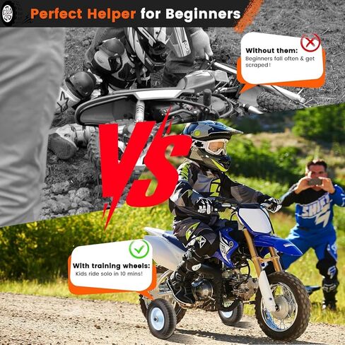 عجلات تدريب الدراجة الترابية متوافقة مع ماكينة الحلاقة MX125 MX350 MX400 MX500، PW50، هوندا XR50 CRF50 Z50 Z50R، ياماها TTR50،50cc 49cc عجلات تدريب الدراجة الترابية للأطفال، سهلة التركيب in Kuwait