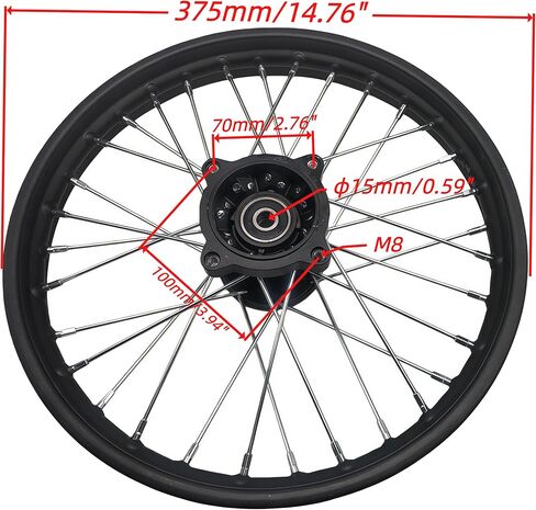 Beeking 1,40×14"（60/100-14)(15mm Bearing) Front Wheel Rim Hub for Motocross Off Road Dirt Pit Bike Fits 50cc-125cc dirt bike TTR SSR CRF Apollo. in Kuwait