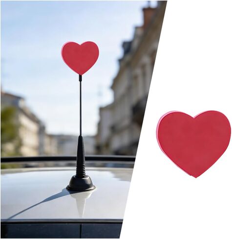 Zpana Heart Car Antenna Topper, Love Vehicle Roof Antenna Ball Decor for Easy to Find in the Parking Lot, Funny Automotive Toppers Exterior Decorations, Universal for SUV Van Truck in Kuwait