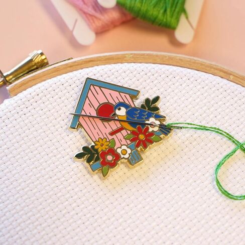 Caterpillar Cross Stitch Needle Minder - Birdhouse for Cross Stitch, Sewing, Embroidery and Needlework Accessories, Enamel and Magnetic in Kuwait