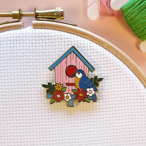 Caterpillar Cross Stitch Needle Minder - Birdhouse for Cross Stitch, Sewing, Embroidery and Needlework Accessories, Enamel and Magnetic in Kuwait