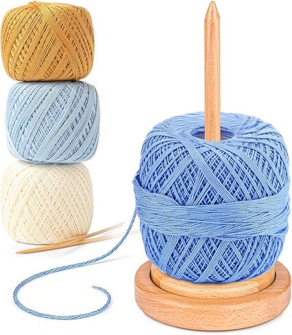 Ecoofor Yarn Holder for Crocheting and Knitting, Easy Install Wooden Yarn Spinner with Stable Base, Smooth Yarn Feeding Dispenser for Crochet & Knitting - Large in Kuwait