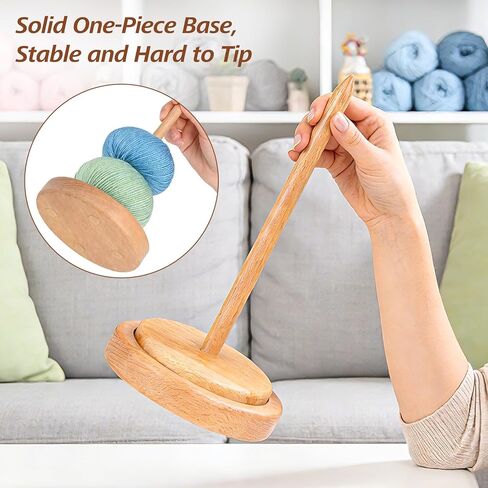 Ecoofor Yarn Holder for Crocheting and Knitting, Easy Install Wooden Yarn Spinner with Stable Base, Smooth Yarn Feeding Dispenser for Crochet & Knitting - Large in Kuwait