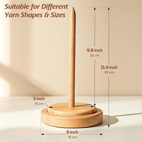 Ecoofor Yarn Holder for Crocheting and Knitting, Easy Install Wooden Yarn Spinner with Stable Base, Smooth Yarn Feeding Dispenser for Crochet & Knitting - Large in Kuwait