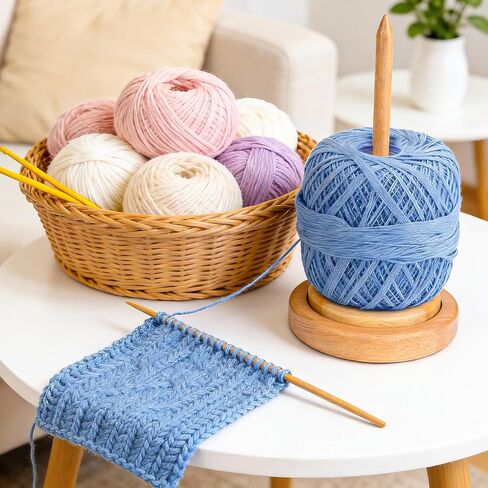 Ecoofor Yarn Holder for Crocheting and Knitting, Easy Install Wooden Yarn Spinner with Stable Base, Smooth Yarn Feeding Dispenser for Crochet & Knitting - Large in Kuwait