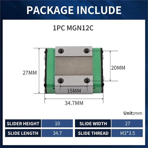 Small Slide Rail Miniature Linear Guide Rail Slider MGN12C/MGN12H 1Pcs(MGN12C) in Saudi Arabia