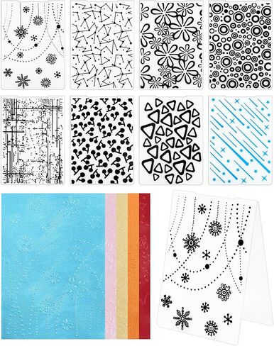 FIVEIZERO 8 Pcs Embossing Folders for Embossing Machine, 5.8 x 4.1 Inch Paper Card Embossing Templates, Floral Series for Card Making, Scrapbook, Photo Album & DIY Crafts in Saudi Arabia