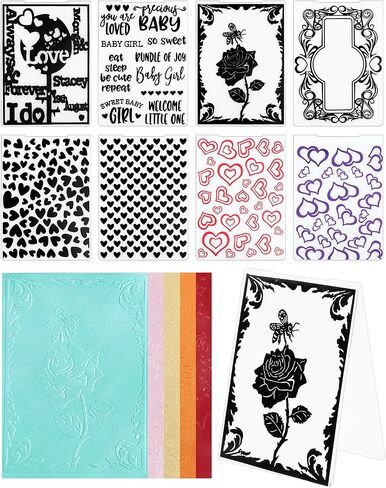 FIVEIZERO 8 Pcs Embossing Folders for Embossing Machine, 5.8 x 4.1 Inch Paper Card Embossing Templates, Floral Series for Card Making, Scrapbook, Photo Album & DIY Crafts in Saudi Arabia