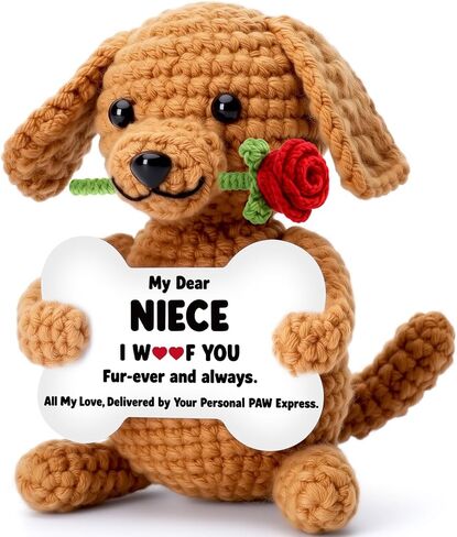 Funny Dog Mothers Day Grandma Gifts from Grandkids, Birthday Gifts for Grandma from Granddaughter Grandson, Mini Cute Cool Stuff Things I Love You Grandmom Presents, Small Happy Crochet Rose Dog Puppy in Kuwait