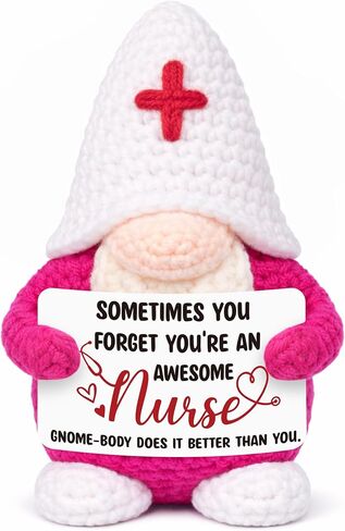 MUTUALUS Nurses Week Appreciation Gifts - 2026 Positive Handmade Crochet Gnome Nurse Gift for Women, Funny Nursing Graduation Nurses Day Gifts for Medical Assistant RN LPN CNA in Kuwait