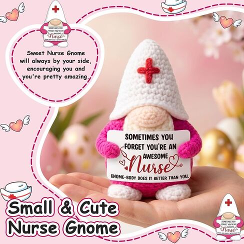 MUTUALUS Nurses Week Appreciation Gifts - 2026 Positive Handmade Crochet Gnome Nurse Gift for Women, Funny Nursing Graduation Nurses Day Gifts for Medical Assistant RN LPN CNA in Kuwait