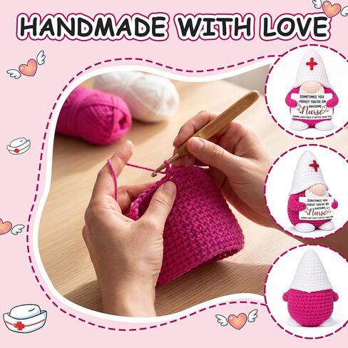 MUTUALUS Nurses Week Appreciation Gifts - 2026 Positive Handmade Crochet Gnome Nurse Gift for Women, Funny Nursing Graduation Nurses Day Gifts for Medical Assistant RN LPN CNA in Kuwait