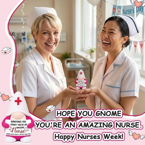 MUTUALUS Nurses Week Appreciation Gifts - 2026 Positive Handmade Crochet Gnome Nurse Gift for Women, Funny Nursing Graduation Nurses Day Gifts for Medical Assistant RN LPN CNA in Kuwait