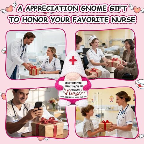 MUTUALUS Nurses Week Appreciation Gifts - 2026 Positive Handmade Crochet Gnome Nurse Gift for Women, Funny Nursing Graduation Nurses Day Gifts for Medical Assistant RN LPN CNA in Kuwait