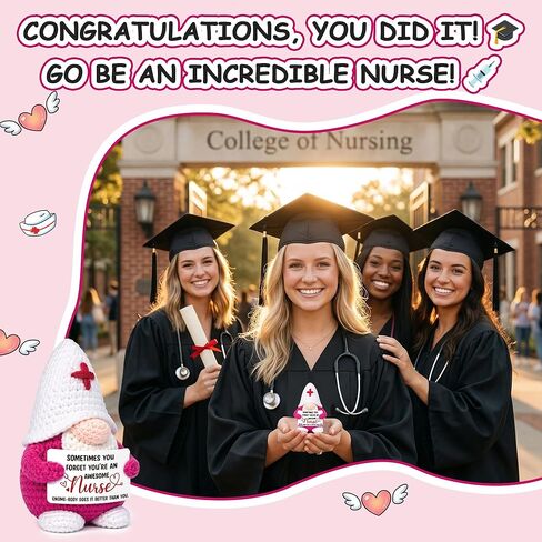 MUTUALUS Nurses Week Appreciation Gifts - 2026 Positive Handmade Crochet Gnome Nurse Gift for Women, Funny Nursing Graduation Nurses Day Gifts for Medical Assistant RN LPN CNA in Kuwait