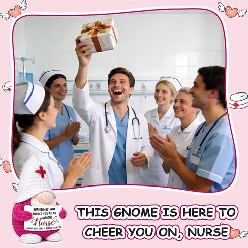 MUTUALUS Nurses Week Appreciation Gifts - 2026 Positive Handmade Crochet Gnome Nurse Gift for Women, Funny Nursing Graduation Nurses Day Gifts for Medical Assistant RN LPN CNA in Kuwait
