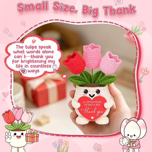 Thank You Gifts for Women, Appreciation Gifts for Boss Nurse Teacher Principal Boss Day Gift for Women End of Year Teacher Gift, Thanks Gift for Manager Coworker Handmade Positive Cheer Crochet Tulip in Kuwait