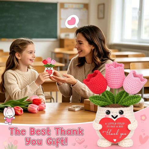Thank You Gifts for Women, Appreciation Gifts for Boss Nurse Teacher Principal Boss Day Gift for Women End of Year Teacher Gift, Thanks Gift for Manager Coworker Handmade Positive Cheer Crochet Tulip in Kuwait