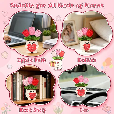 Thank You Gifts for Women, Appreciation Gifts for Boss Nurse Teacher Principal Boss Day Gift for Women End of Year Teacher Gift, Thanks Gift for Manager Coworker Handmade Positive Cheer Crochet Tulip in Kuwait
