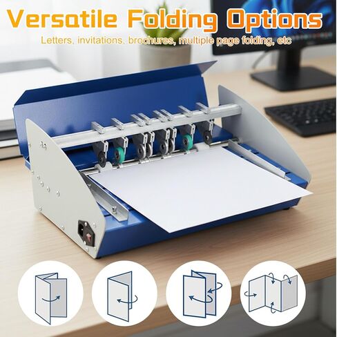 3-in-1 Electric Paper Creasing Machine, 460mm (18-Inch) Heavy Duty Metal Scorer Perforator with Scale Ruler, 110V Auto Folding Machine for Menus, Cards, Invitations and Documents in Kuwait