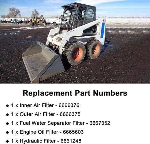 طقم فلتر الوقود الهيدروليكي لزيت الهواء متوافق مع Bobcat 863 863G 864 864G 873 873G 883 T200 A300 A220 S250 يستبدل 6667352 6665603 6661248 6666375 6666376 in Kuwait