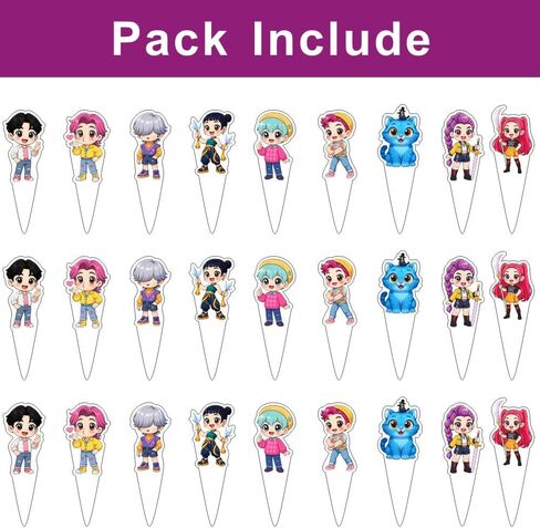 27pcs Demon Hunters Cake Decorations with 30pcs Cupcake Toppers Party Supplies for Kpop Themed Birthday Decorations in Kuwait