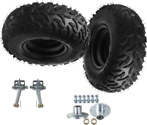 مجموعة عجلات أمامية مقاس 14x5.00-6 لدراجة Go-Kart ATV رباعية صغيرة وعربة صغيرة وجزازة العشب ومنفاخ الثلج - إطارات بدون أنابيب مثبتة مسبقًا، ومفاصل توجيه و3 محاور مسمارية، مجموعة من 2 in Kuwait