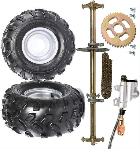 مجموعة من 2 إطارات ATV Go Kart مقاس 18x9.50-8 وإطارات مقاس 8 بوصات مع مجموعة محور خلفي مباشر مقاس 32 بوصة، وسلسلة 428 وضرس، وقرص فرامل، ومركبة ذاتية الصنع رباعية، وعربة عربات التي تجرها الدواب، وعربة جولف، وجزازة العشب، وترقية 4 عجلات in Kuwait