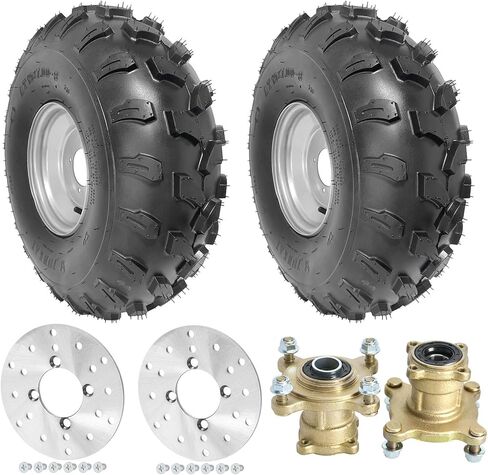 19x7-8 Go Kart Front Wheel & Tire Kit with 4-Stud Hub and Disc Brake Rotors – Heavy-Duty Tubeless Wheels for ATV, UTV, Quad, Buggy, Golf Cart, Drift Trike, Lawn Mower in Kuwait