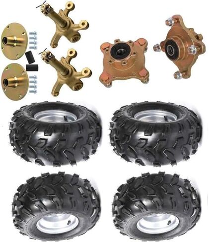 عجلات ATV UTV Go Kart مقاس 18 × 9.5-8 مع إطارات ومحاور المحور الخلفي ومحاور أمامية ومغزل توجيه مقاس 8 بوصات للطرق الوعرة لعربة الجولف ذات العجلات الثلاثية وعربة الجولف الرباعية وجزازة العشب ذات 4 عجلات in Kuwait