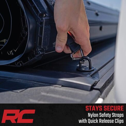 غطاء تونيو صلب قابل للطي لسيارة Rough Country لسيارة Chevy Silverado وGMC Sierra 1500 (2019-2026) - شريحة ألومنيوم، تركيب بدون مثقاب، يناسب سرير قصير بطول 5'10 in Kuwait