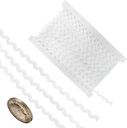 5 مم RIC Rac Trim، 27 ياردة Rick Rack Trim، حافة منحنية مموجة، حافة متعرجة من الدانتيل لتشذيب الضفائر لأقواس الشعر DIY، تغليف الهدايا، ترتيبات الأزهار، زينة حفل زفاف عيد الميلاد in Kuwait