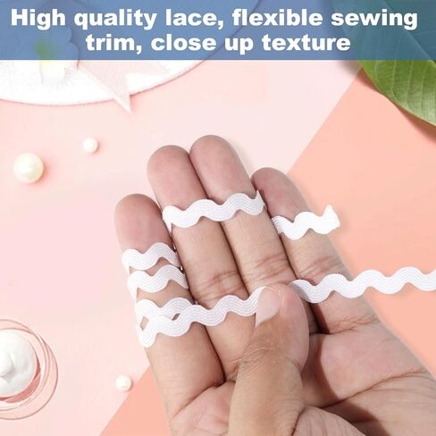 5 مم RIC Rac Trim، 27 ياردة Rick Rack Trim، حافة منحنية مموجة، حافة متعرجة من الدانتيل لتشذيب الضفائر لأقواس الشعر DIY، تغليف الهدايا، ترتيبات الأزهار، زينة حفل زفاف عيد الميلاد in Kuwait