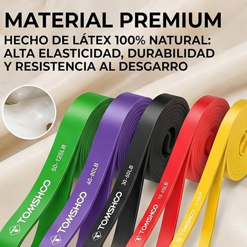 TOMSHOO 5 Packs Pull up Assist Bands, Resistance Bands with Straps Handles and Door Anchor, Stretch Bands,Exercise Bands with Guide for Fitness in Saudi Arabia