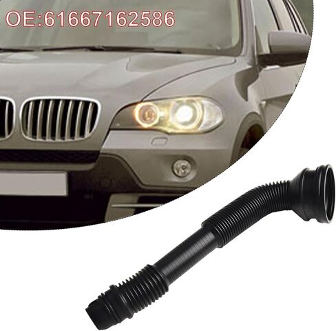 أنبوب خرطوم غسالة ممسحة الزجاج الأمامي لسيارة BMW X5 E70 2006-2013 LCI 2009-2013 ولسيارات BMW X6 E71 2007-2014 لسيارة Hybrid E72 2008-2011 OEM 61667162586 مقاومة للتآكل ومقاومة للاهتراء باللون الأسود in Kuwait