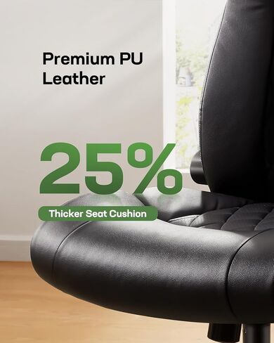 Marsail Executive Office Chair Ergonomic Desk Chair with Flip-up Armrests PU Leather Height-Adjustable Swivel Rolling Dark in Saudi Arabia