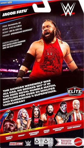 Mattel WWE Elite Action Figure & Accessories، مجموعة السلسلة رقم 125، جاكوب فاتو القابلة للتجميع مقاس 6 بوصات مع 25 نقطة مفصلية وأيدي قابلة للتبديل in Kuwait