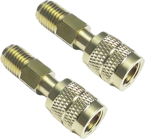 محول نحاسي للتبريد R32 R454B، خيط عكسي 1/4 بوصة أنثى إلى ذكر، توصيل سريع منخفض الخسارة بمقبض مخرش، A2L متوافق مع خزانات R454B/R32 وأنظمة التدفئة والتهوية وتكييف الهواء الصغيرة المنفصلة in Kuwait