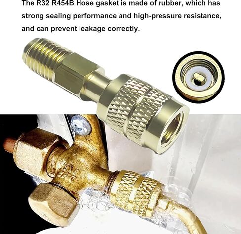 محول نحاسي للتبريد R32 R454B، خيط عكسي 1/4 بوصة أنثى إلى ذكر، توصيل سريع منخفض الخسارة بمقبض مخرش، A2L متوافق مع خزانات R454B/R32 وأنظمة التدفئة والتهوية وتكييف الهواء الصغيرة المنفصلة in Kuwait