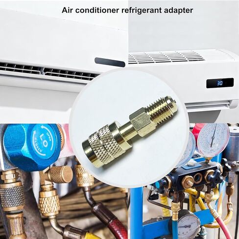 محول نحاسي للتبريد R32 R454B، خيط عكسي 1/4 بوصة أنثى إلى ذكر، توصيل سريع منخفض الخسارة بمقبض مخرش، A2L متوافق مع خزانات R454B/R32 وأنظمة التدفئة والتهوية وتكييف الهواء الصغيرة المنفصلة in Kuwait