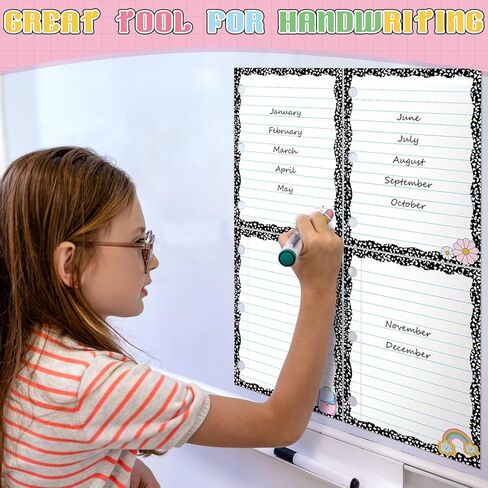Redbaker 4 Pcs 10.5"x8" Composition Notebook Magnetic Paper Erasable & Writable Handwriting Lined Paper for Classroom School Whiteboard Blackboard Office Teacher Must Have Homeschool Teaching Supplies in Kuwait