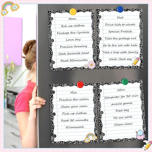 Redbaker 4 Pcs 10.5"x8" Composition Notebook Magnetic Paper Erasable & Writable Handwriting Lined Paper for Classroom School Whiteboard Blackboard Office Teacher Must Have Homeschool Teaching Supplies in Kuwait