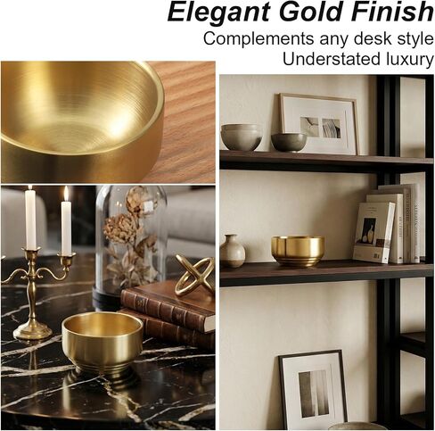 Paper Clip Holder for Desk Stainless Steel Paperclip Holder Round Gold Office Desk Accessories Gold Desks Accessories Cute Elegant Desks Organizer for Binder Clips in Kuwait